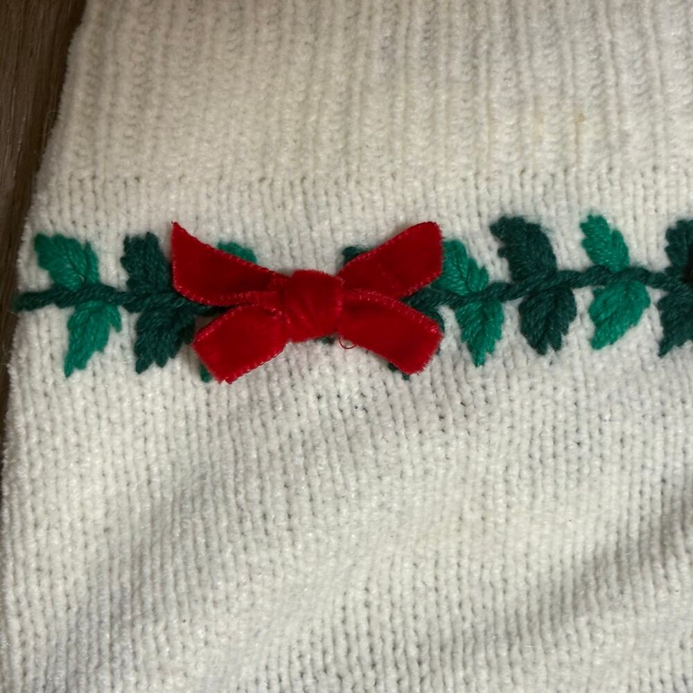 VTG Hartstrings Girls 6X Christmas Cardigan Sweater Snowman Velvet Bows 90s - Picture 7 of 9